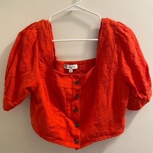 Red Love Whit Crop Top